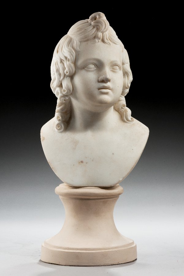 Antique Mid 17th Century Marble Bust of a Girl