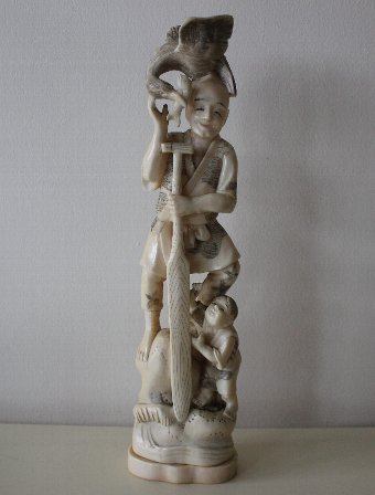 Antique Japanese Okimono - Man with Cormorant
