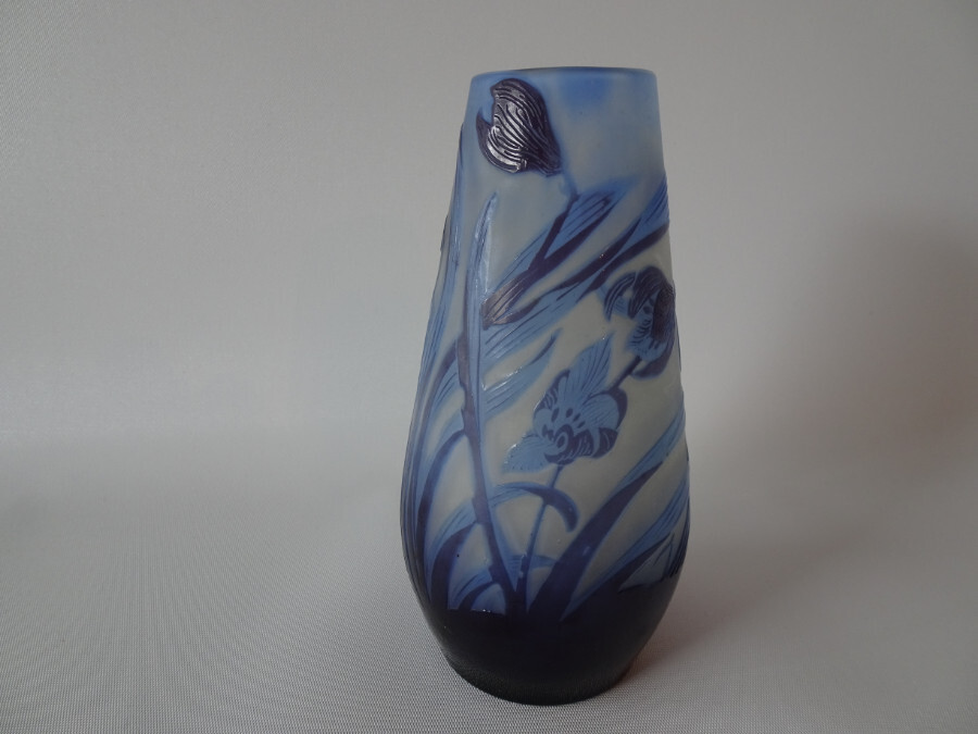 Emile Galle Cameo Glass Vase in Purple Tones