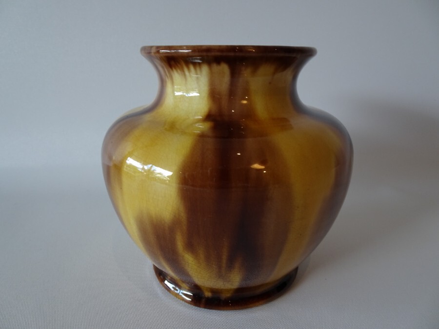 McHugh Yellow and Brown Drip Glaze Vase