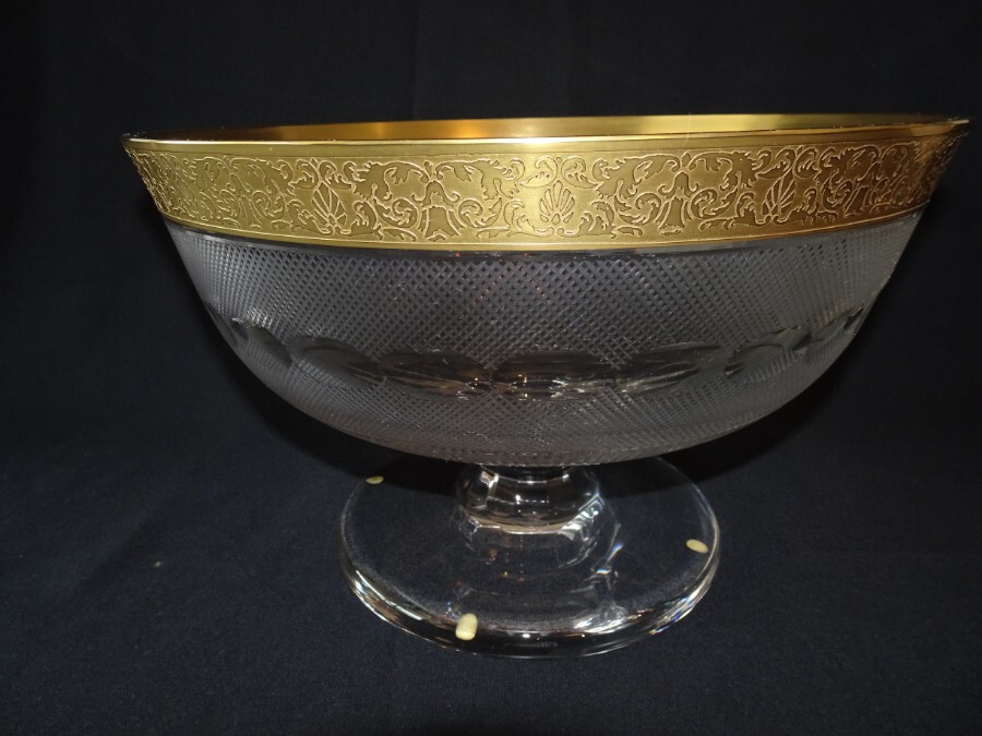 Rare Moser Cut Crystal Pedestal Bowl