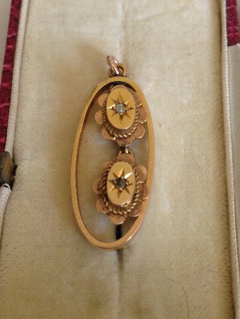 Antique 9ct Victorian drop oval diamond pendant