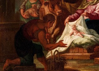 Antique Adoration of the shepherds, Neapolitan school, eighteenth century