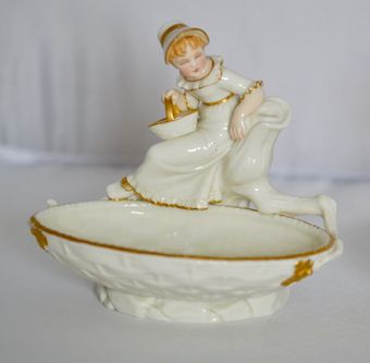 Antique 1882 A Delightful Pair of Royal Worcester Figural Comports in the Hadley Style