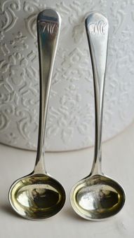 Antique Georgian 1799 - Pair Silver Salt Spoons - William Eley & William Fearn - London