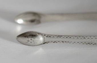 Antique Hester Bateman 18th Century Georgian Bright Cut Silver Tongs