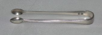 Antique George III Double Thread Pattern Silver Sugar Tongs by George Smith 1784/85