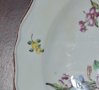 Antique Chelsea 1752-1776  shaped deep plate / dish painted with floral sprays