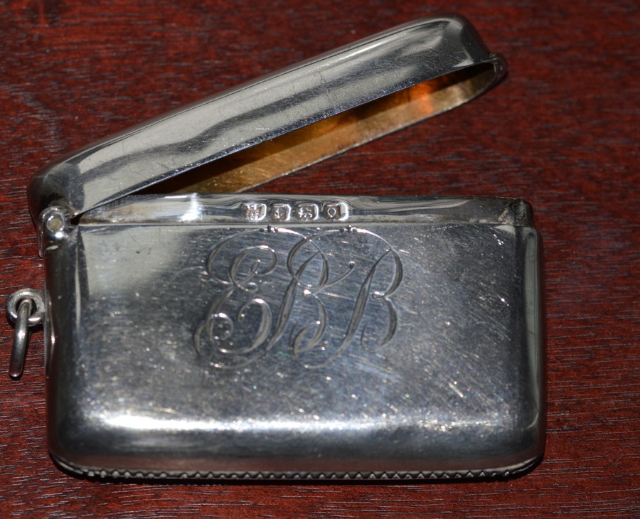 Antique 1913 Silver Vesta Case by Birmingham Silversmith Charles S Green & Co Ltd