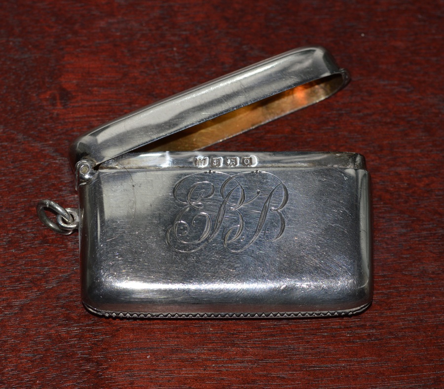 Antique 1913 Silver Vesta Case by Birmingham Silversmith Charles S Green & Co Ltd