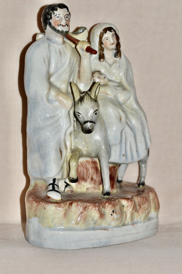 Antique 19th Century Thomas Parr Staffordshire Figure of Joseph and Mary with baby Jesus