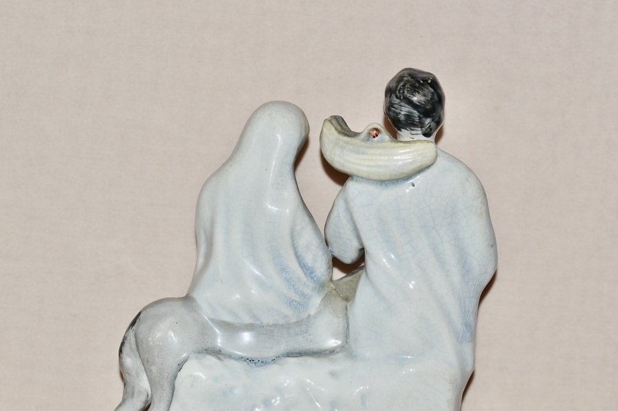 Antique 19th Century Thomas Parr Staffordshire Figure of Joseph and Mary with baby Jesus