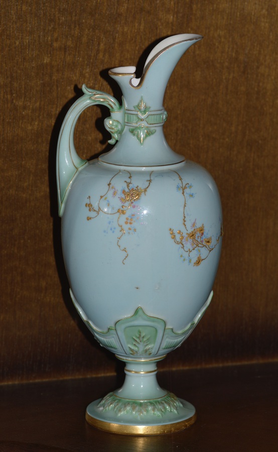 Antique Royal Worcester 1896 Superb Hand Painted Robin Eggs Blue - Porcelain Ewer
