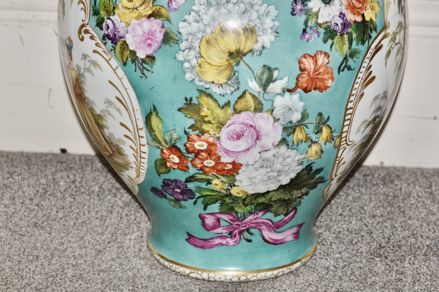 Antique Stunning Very Large Late 19th Century Helena Wolfsohn Dresden Vase + Cover