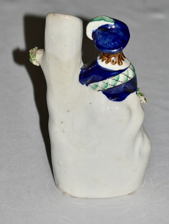 Antique Victorian Staffordshire Spill Vase / Quill Holder Seated Figure and Dog and Lamb