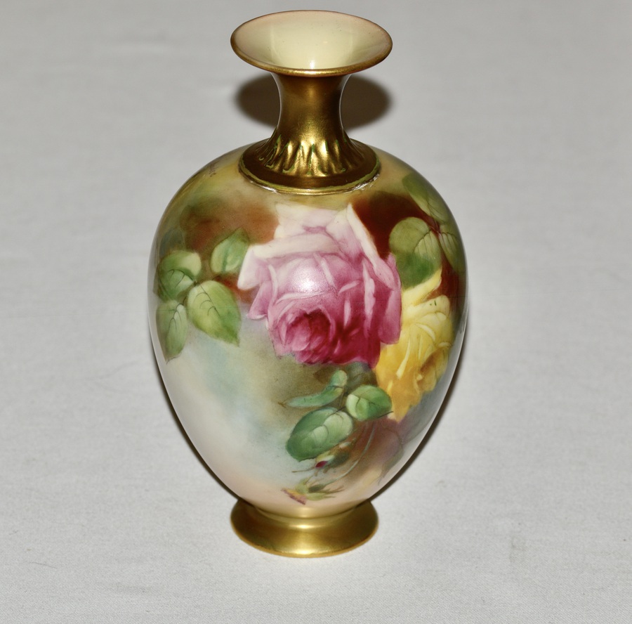 1910 Royal Worcester Hadley Porcelain Vase. Signed 'M Lander'