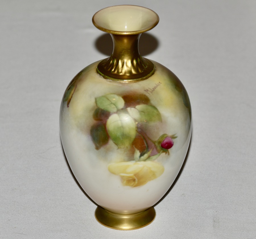 Antique 1910 Royal Worcester Hadley Porcelain Vase. Signed 'M Lander'