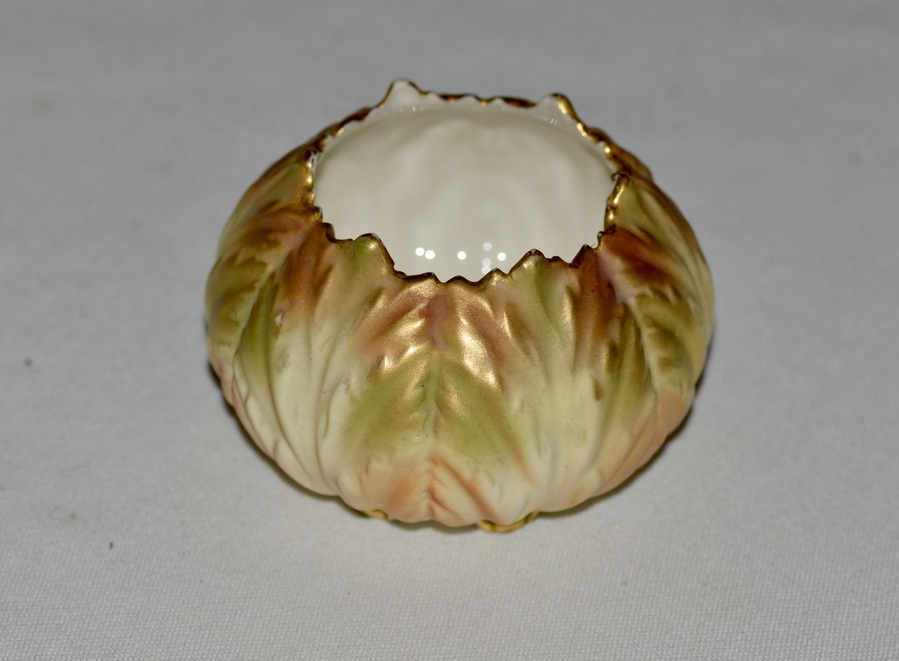 Antique 1905 Royal Worcester - EarlyBlush Ivory Porcelain - Leaf Form Vase