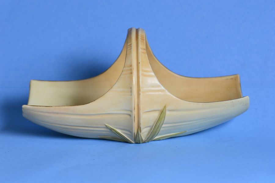 Antique Royal Worcester Blush Ivory Early 20th century Bamboo Form Dish