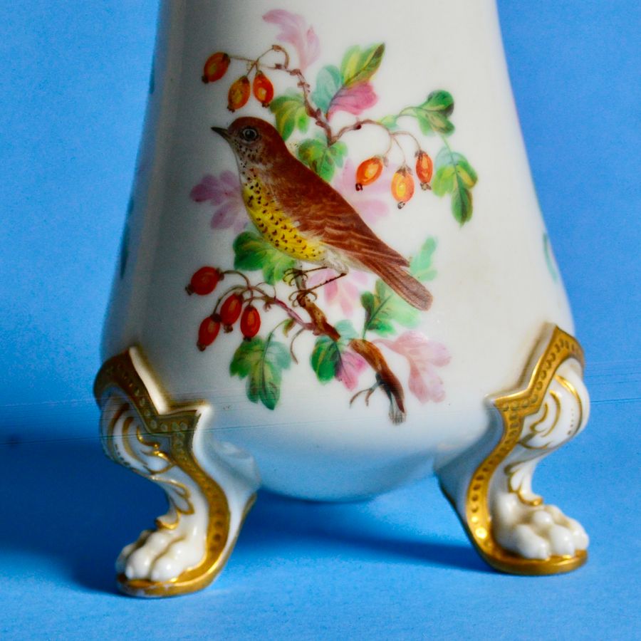 Antique A Late 19th Porcelain Century Spill Vase With Garden Bird Images