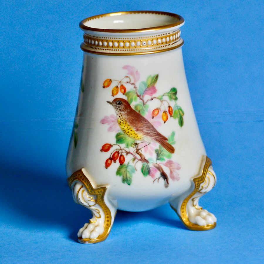 Antique A Late 19th Porcelain Century Spill Vase With Garden Bird Images