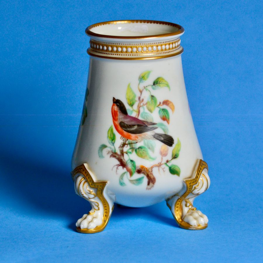 Antique A Late 19th Porcelain Century Spill Vase With Garden Bird Images