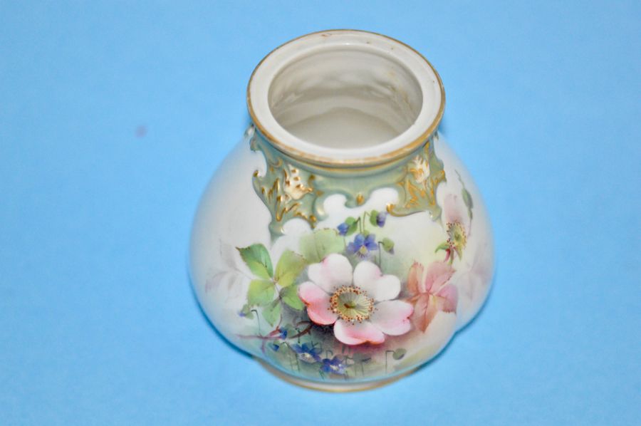 Antique 1908 - Royal Worcester - Hand Painted Ovoid Shaped Small Vase - Cole