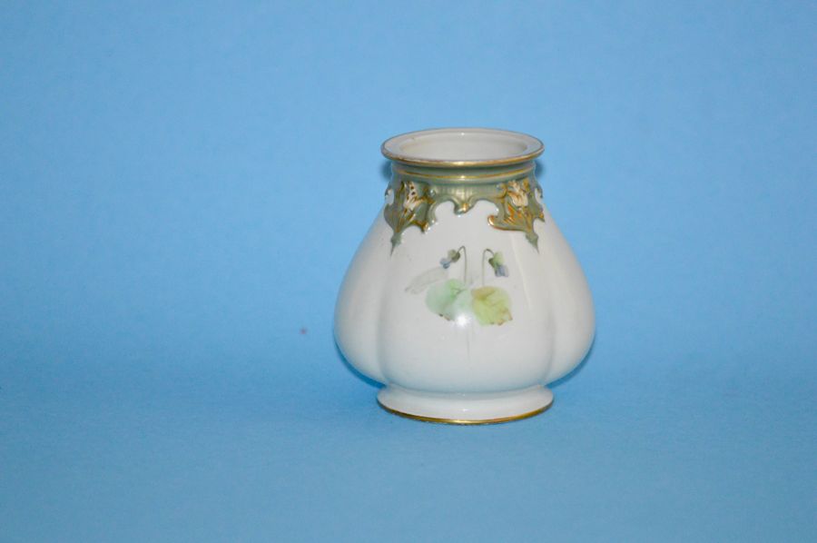 Antique 1908 - Royal Worcester - Hand Painted Ovoid Shaped Small Vase - Cole