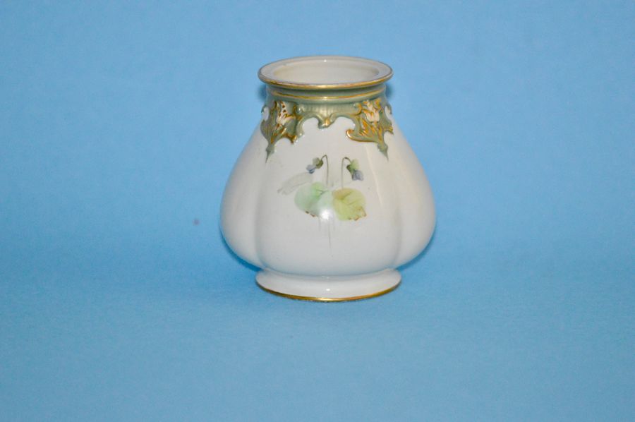 Antique 1908 - Royal Worcester - Hand Painted Ovoid Shaped Small Vase - Cole