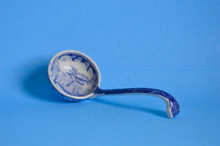 Unattributed 19th century Blue and White Pearlware Ladle