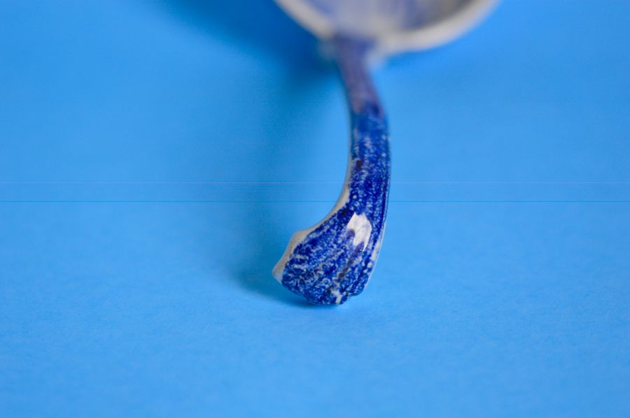 Antique Unattributed 19th century Blue and White Pearlware Ladle