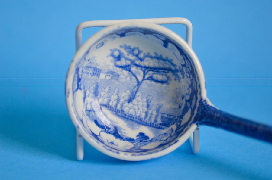 Antique Unattributed 19th century Blue and White Pearlware Ladle