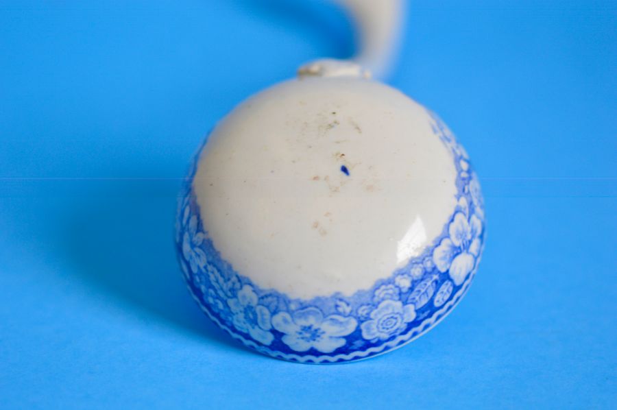 Antique Unattributed 19th century Blue and White Pearlware Ladle