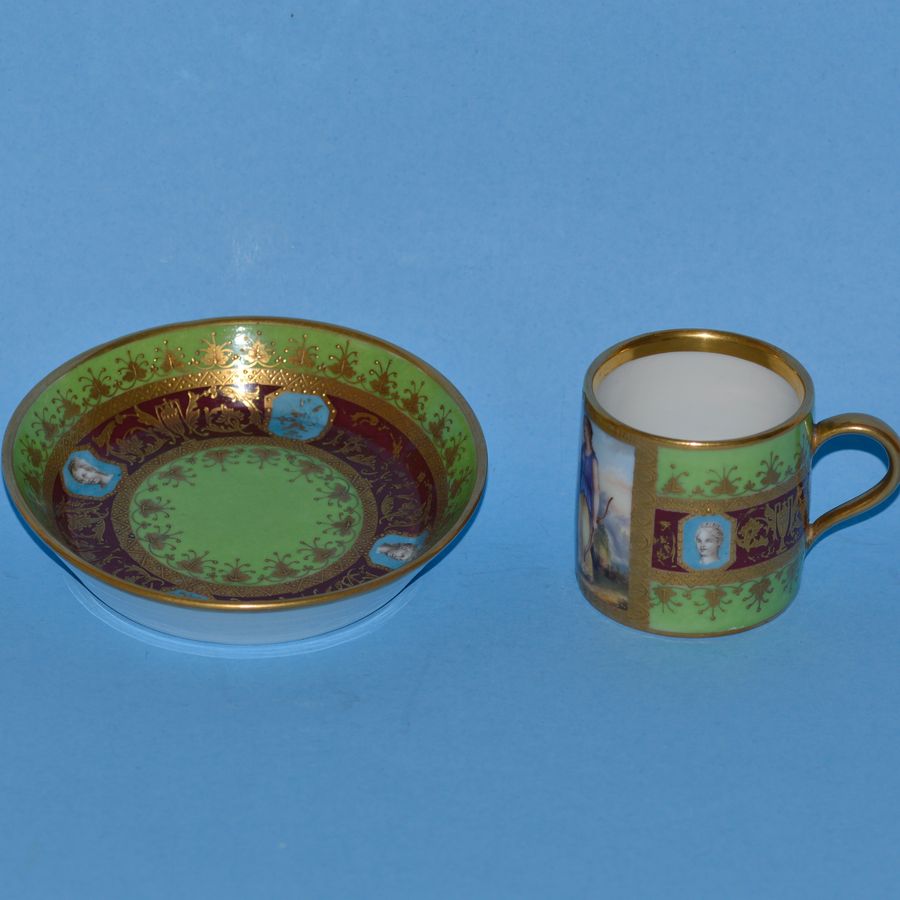 A 19th Century Meissen Green and Gilded Cup and Saucer