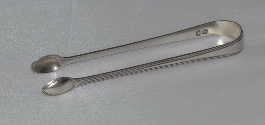 Antique George III Double Thread Pattern Silver Sugar Tongs by George Smith 1784/85
