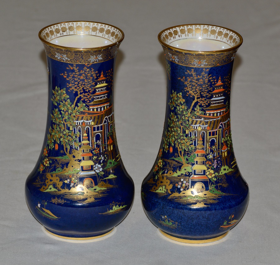 Antique A Near-Pair of 1920's Carlton Ware Porcelain Vases