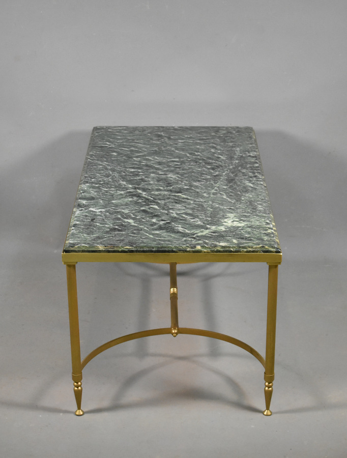 Antique Maison Jansen Coffee Table with Green Marble Top