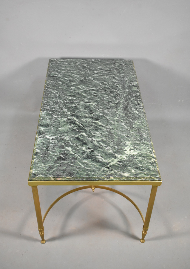 Antique Maison Jansen Coffee Table with Green Marble Top