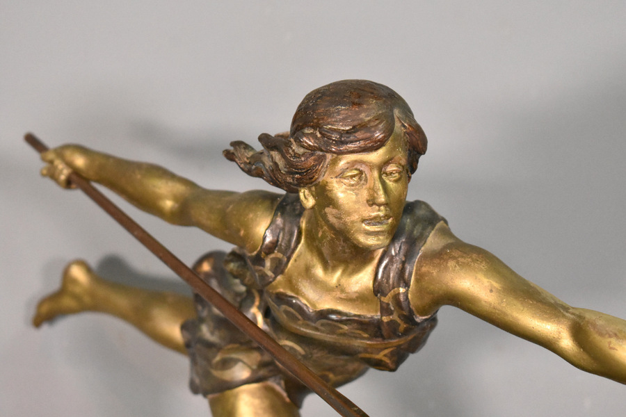 Antique Large Art Deco Sculpture Diana the Huntress by Carlier