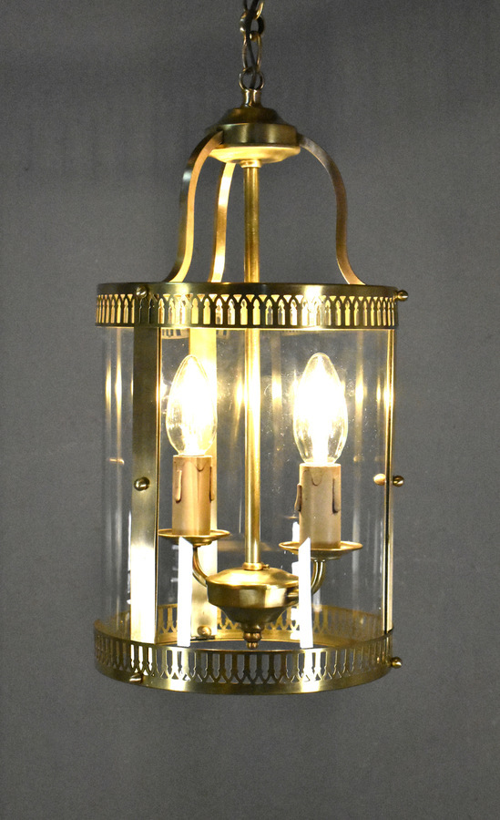 Antique French Antique Hall Lantern in Brass
