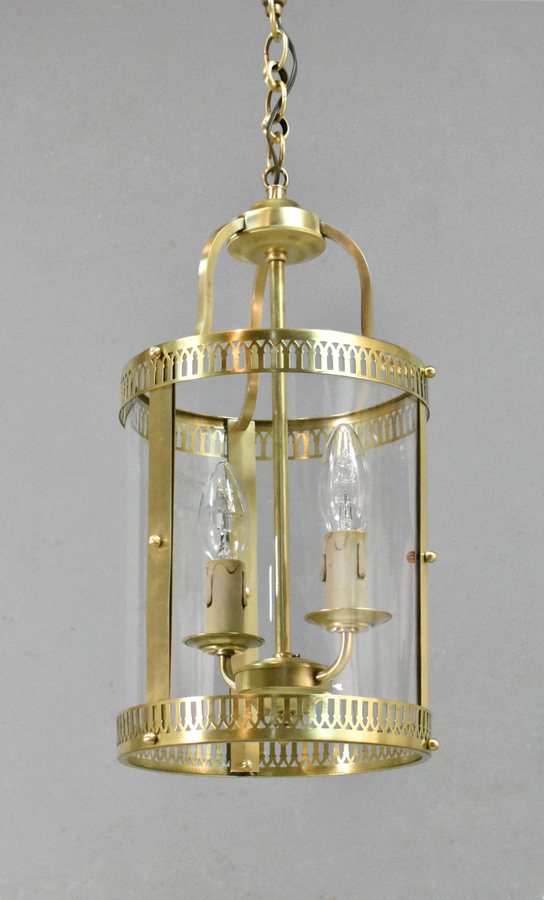 Antique French Antique Hall Lantern in Brass