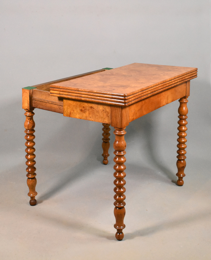 Antique Antique French Burr Elm Folding Games Table 19th Century 