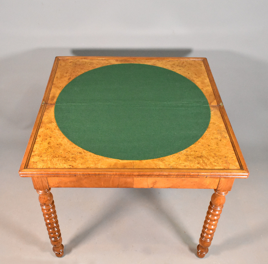 Antique Antique French Burr Elm Folding Games Table 19th Century 