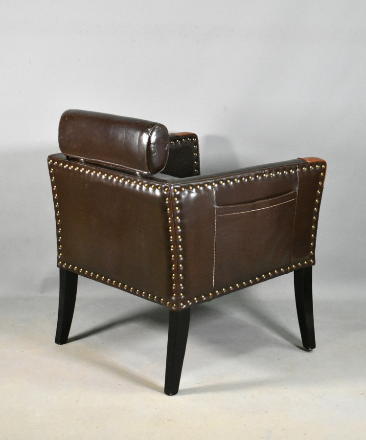 Antique French Mid-Century Lounge Chair in Leatherette