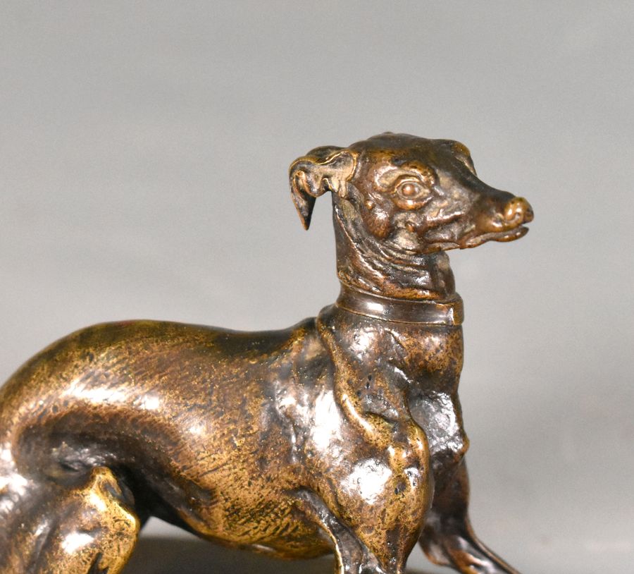 Antique Greyhound with Ball in Bronze by Pierre-Jules Mène (1810-1879)