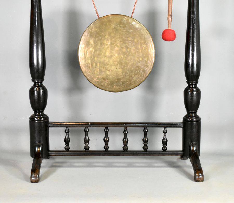Antique Large Framed Dinner Gong in Mahogany 