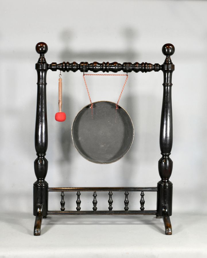 Antique Large Framed Dinner Gong in Mahogany 