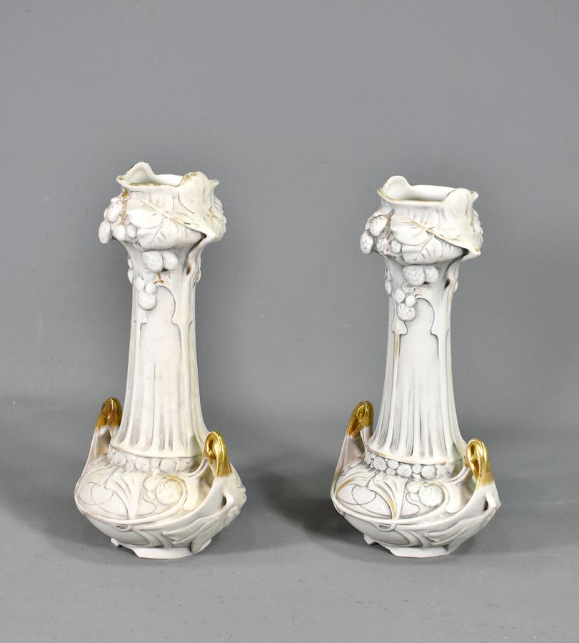 Antique Pair of Art Nouveau Vases Royal Dux Bohemia