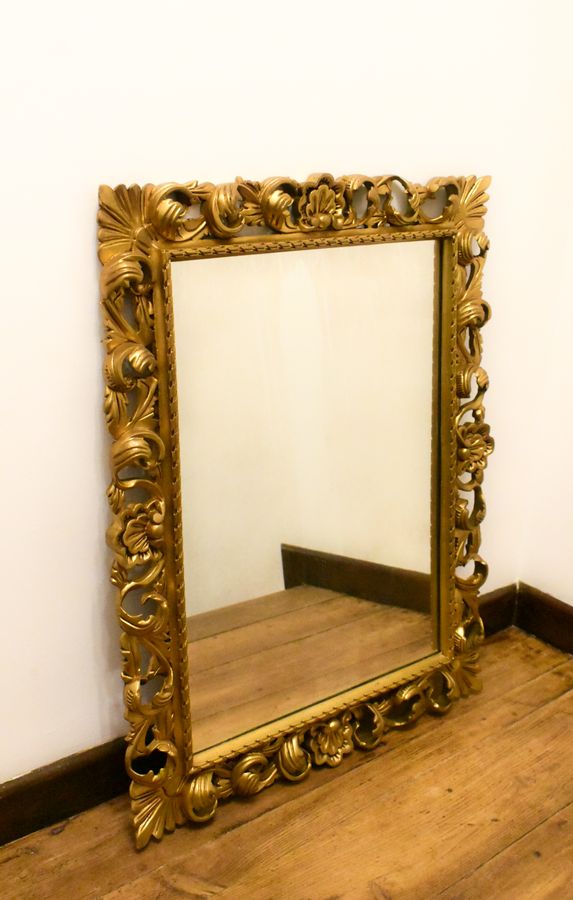 Antique Large Florentine Style Giltwood Wall Mirror