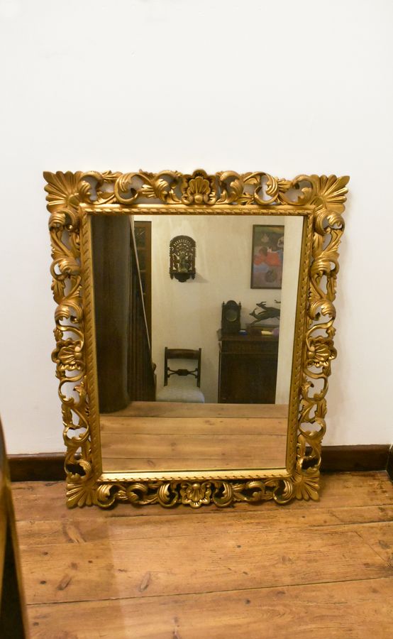 Antique Large Florentine Style Giltwood Wall Mirror